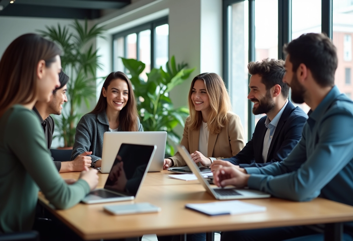 Groupe de professionnels collaborant dans un bureau moderne