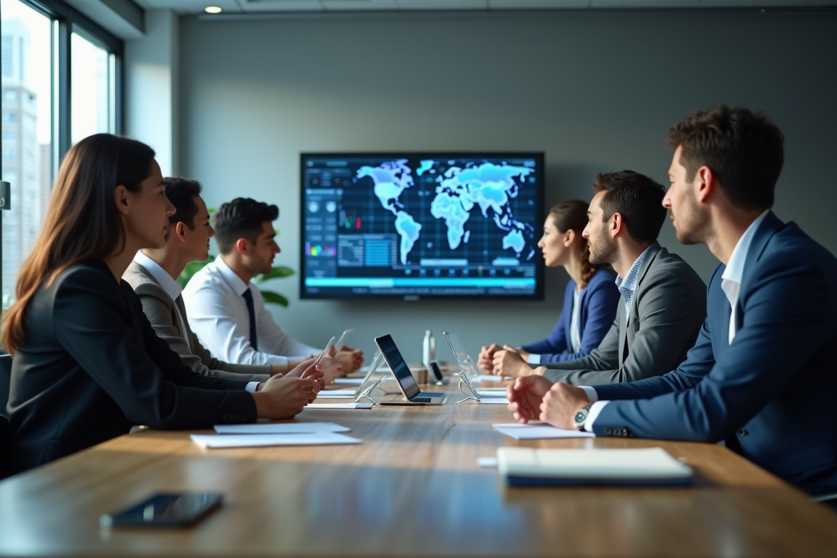 Equipe de professionnels en sécurité analysant des données