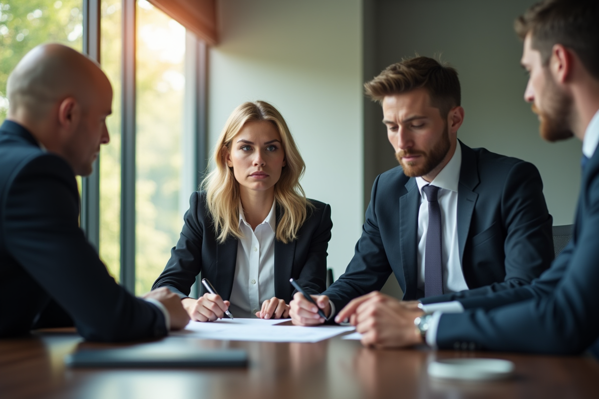 Femme d'affaires concentrée lors de signature de contrat
