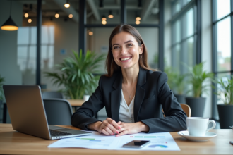 Femme confiante au bureau en tenue professionnelle
