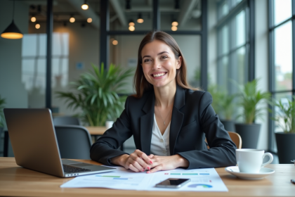 Femme confiante au bureau en tenue professionnelle