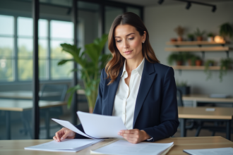 Femme professionnelle en bureau moderne et organisé
