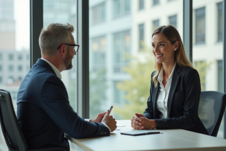 Femme professionnelle confiante dans un bureau lumineux