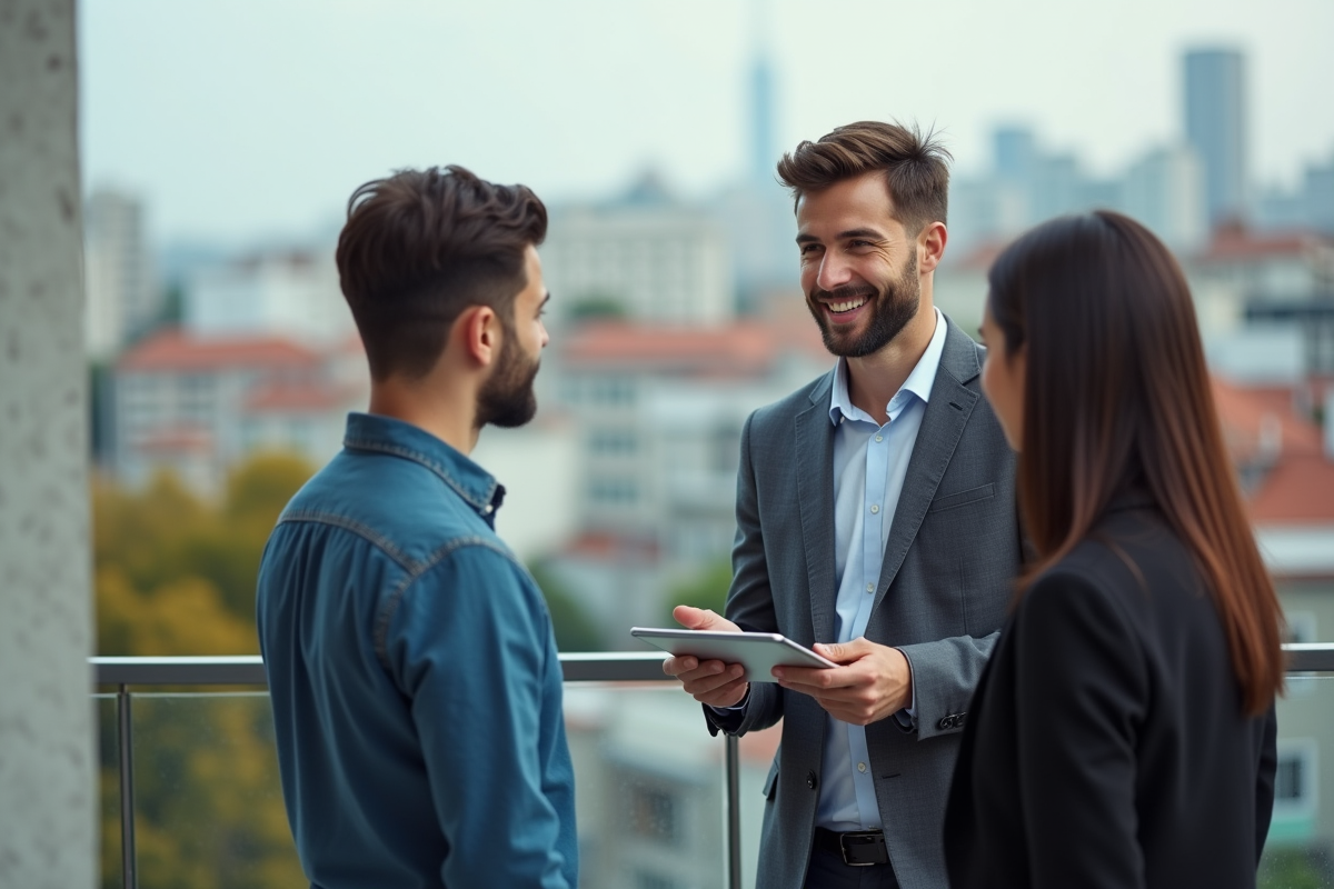 Jeune homme présentant des performances web à ses collègues