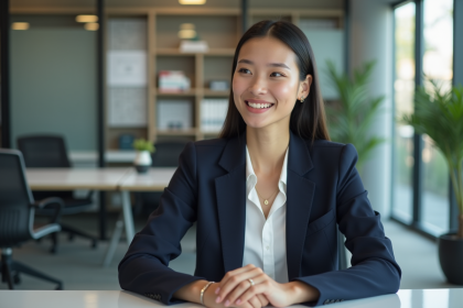 Jeune femme professionnelle souriante au bureau