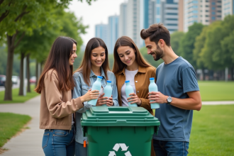Groupe de jeunes adultes dans un parc écologique
