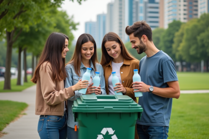 Groupe de jeunes adultes dans un parc écologique