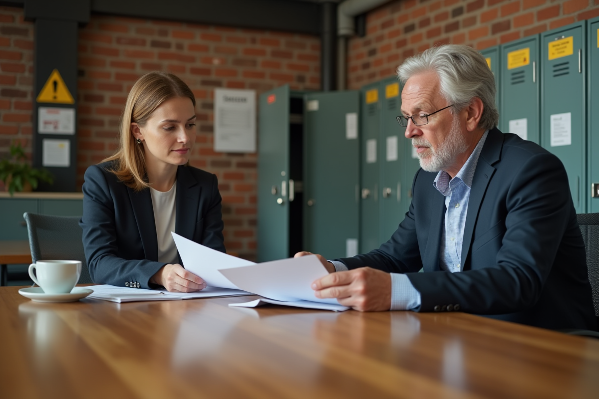 Manager RH examinant des documents lors d